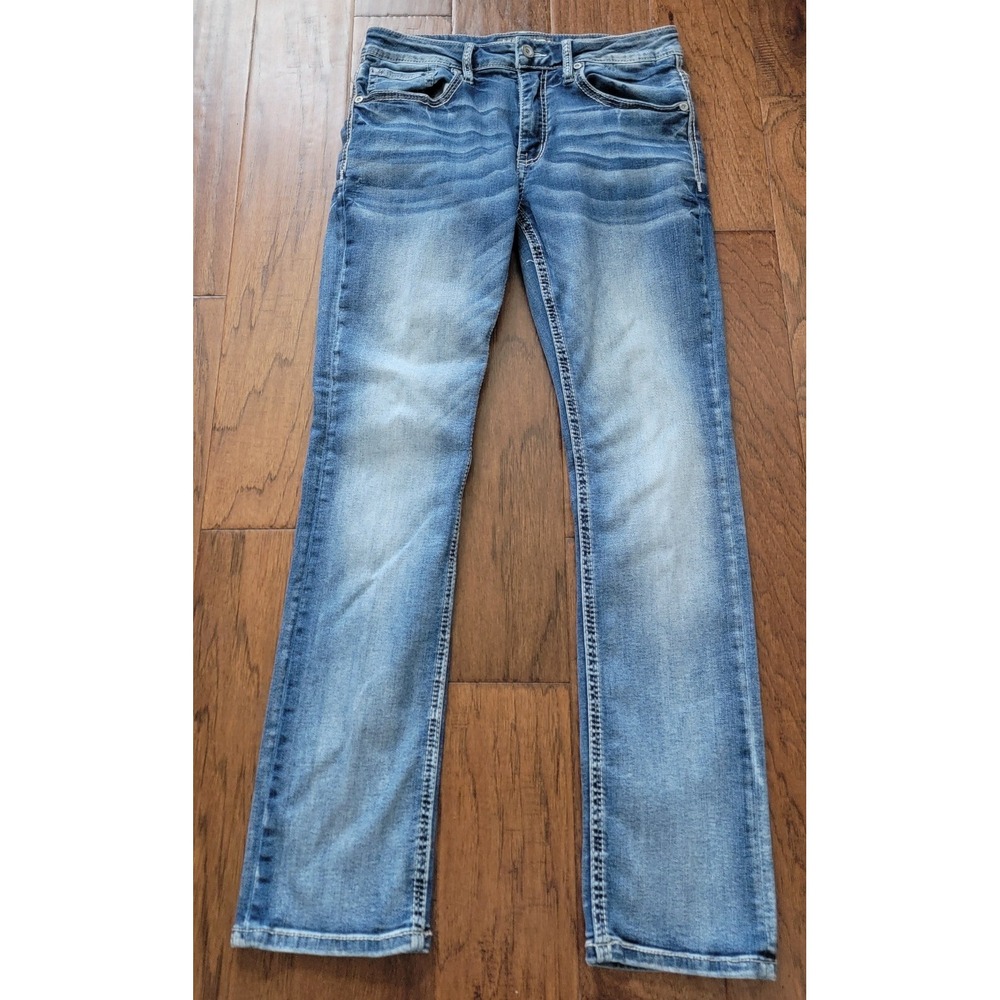 BKE Buckle Womens Jake Straight Leg Distressed‎ Dual Stitched Jeans Size 32x30.5